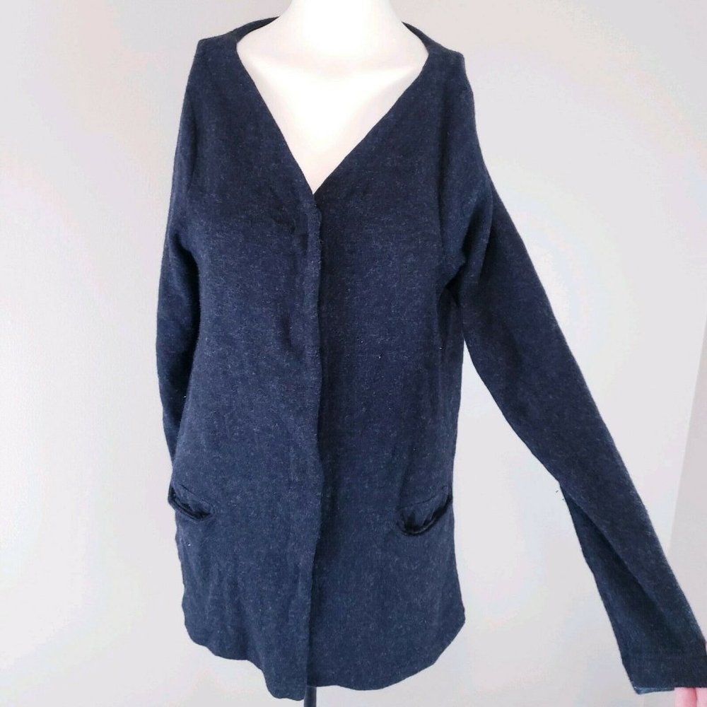 Anthropologie Moth Charcoal Gray Fuzzy Long Cardigan Medium
